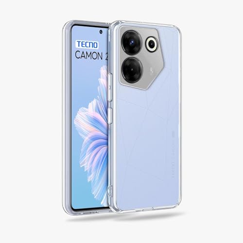 Image of COVERBLACK Soft Rubber Silicon Clear Case Back Cover Compatible for Tecno Camon 20 4G - Transparent