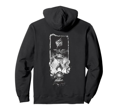 Image of DC Justice League Logo Grunge Flash Wonder Woman Bat Super Pullover Hoodie