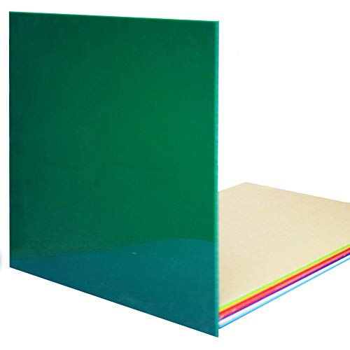 XLNT Feuille de plexiglas moulé (opaque Kelly, 1 pièce, 30,5 x 30,5 cm, 0,3 cm d'épaisseur), feuille acrylique pour panneaux, projets de bricolage Cover