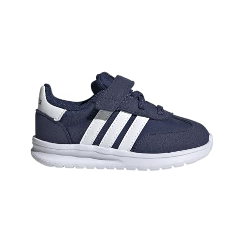 adidas Tênis esportivo unissex infantil Run anos 70s 2.0 de renda elástica, Azul escuro/branco, 11 L
