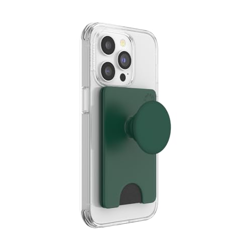 Image of PopSockets Adhesive Phone Wallet and Card Holder with Grip, Green - Fresh Pine