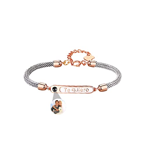 Ich liebe dich 100 Sprachen Armband personalisierte Projektion Armband benutzerdefinierte Foto-Armband Geschenke für Paare(Roségold) Cover