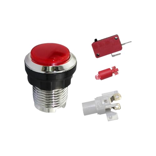 Arcade-Spielekonsolentaste, beleuchtete LED-Arcade-Taste | Push Push Picked Silver Placed Taste für Arcade-Maschine - Integriertes Glühbirnen-Spielzubehör für Internet Cafe, Zimmer