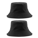 HDGSAFD 2 Fischerhüte, Einfache Und Modische Sonnenhüte, Faltbare Reiseeimerhüte, Tägliche Freizeithüte, Sonnenschutzprodukte Für Den Außenbereich (Schwarz).