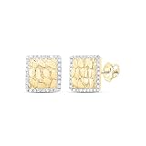 Auriga Fine Jewelry 10kt Yellow Gold Round Diamond Nugget Square Earrings 1/6ct