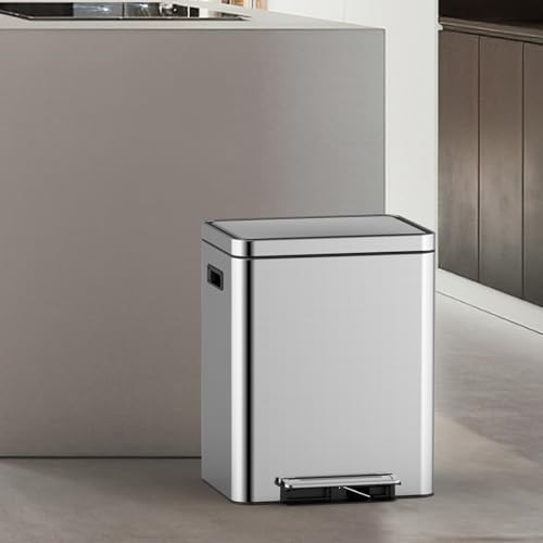 Bote de basura rectangular de acero inoxidable 36 L con pedal miniatura 5