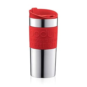 BODUM – Mok – Geïsoleerde reisbeker, roestvrij staal, dubbelwandig, klapdeksel – 0,35 l – Rood
