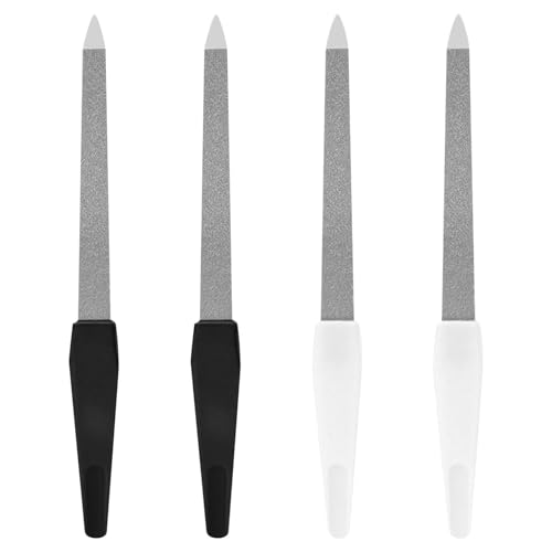 4PCS Metal Nail Files Stainless Steel Diamond Nail File for Natural Nails Nails Accessories Tools for Home Salon Use Double Sided Grit for Acrylic Nails and Shaping Styling Gel