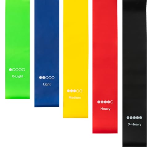 Good Nite Gomas Bandas Cinta Elasticas Fitness Musculacion [Set de 5] Unisex de para Fitness Yoga Pilates Entrenamiento de Fuerza Manos Caderas Piernas Agradable a la Piel Incluye 1 Bolsa Portátil