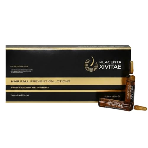 XIVITAE Placenta Hair Growth Treatment 12 x 10 ml - Nettle Ampoules for Hair Loss and Follicles Regrowth - Placenta Serum Enriched with Panthenol and Eucalyptus - Soothing Scalp Treatment