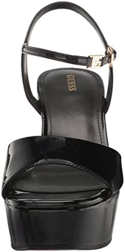 Guess Women's ZIONE Wedge Sandal, Black Patent, 8 | Image 1