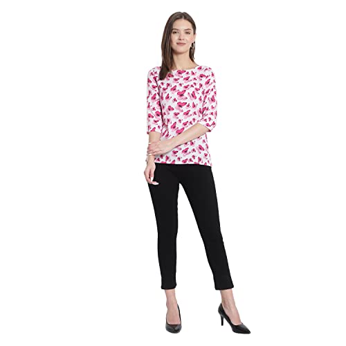 Image of Holy libas Women's Crepe Regular Fit Top, Printed Black Straight, Casual Wear Short Kurti, Stylish Tunic Tops for Women
