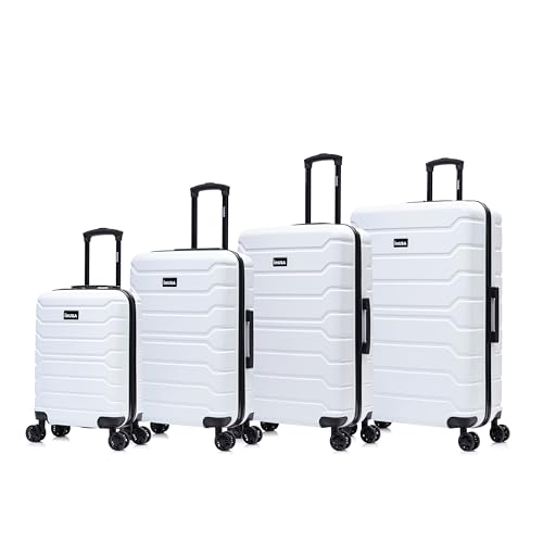 Image of InUSA TREND Luggage with Spinner Wheels | Durable Lightweight Hardside Suitcase, Travel Sets with Handle and Trolley | (20in, 24in, 28in, 32in) 4 Piece Set | White