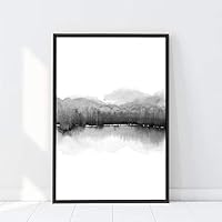 Framed Canvas Wall Art Black and White Mountain Canvas Prints Home Artwork Decoration for Living Room,Bedroom - 16x24 inches