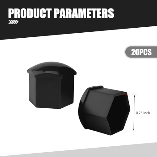 Image of 21 PCS Car Hub Lug Nut Cover with Extraction Clip, Anti-theft Protective Design, Waterproof Vehicle Tire Screw Cap Accessories, Universal 0.74In /19MM Automotive Hub Seals (Black)