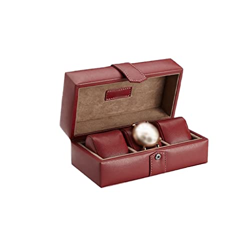 NCKIDESI Caja Relojes Caja De Reloj De Cuero 3 Relojes De Viaje Relojes De Estuche De Almacenamiento Titular De La Caja Organizador De Joyería Bolsa Elegante Portátil Guarda Relojes (Color : Red) Cover