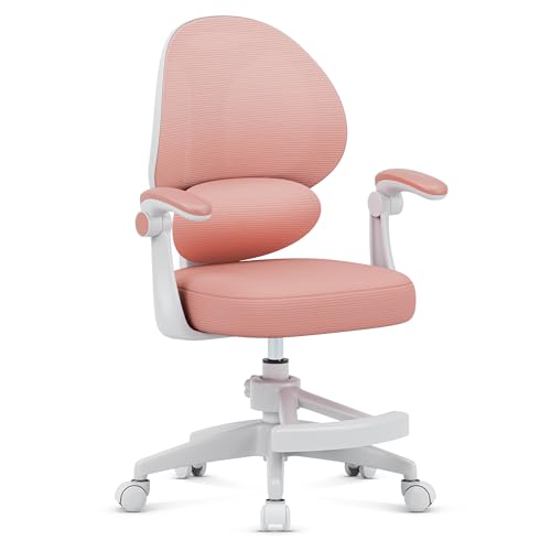 MARK ADLER Junior 4.5 Schreibtischstuhl Kinder – Ergonomischer Kinderschreibtischstuhl – Mit Fußstütze – Höhenverstellbar 80–150 cm – Drehstuhl mit 360° Rotation – Mitwachsendes Design - Rosa