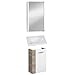 Produktbild FACKELMANN helles Badmöbel Set 3-TLG. Luxor Gäste WC hängend Glaswaschbecken 45 cm & LED Spiegelschrank