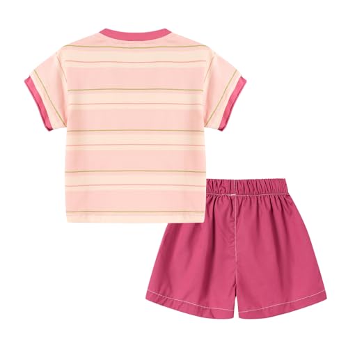 Image of LittleSpring Boys Girls Summer Outfits Striped T-Shirt and Shorts Set