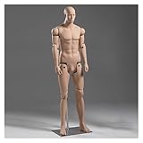 Life Size Adult Mannequin Full Body Poseable, Tall Male Female Lifelike Mannequin Body Dress Form Torso Sets, Standing Dummy Clothing Model for Art Studio Retail Display Fashion Show(Natural,Male)