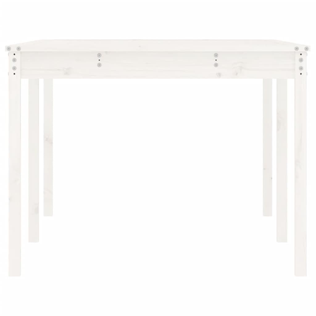 Stół ogrodowy lite drewno sosnowe 203,5 x 100 x 76 cm biały | Wytrzymały blat stołu, stabilna rama drewniana, na taras i balkon, instrukcja montażu w zestawie