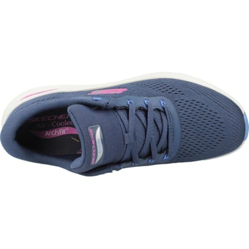 Skechers Femme Arch FIT 2.0 BIG League Basket, Maille Marine Rose Vif Garniture Bleue, 41