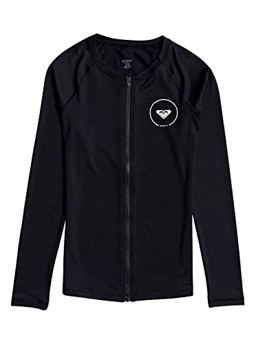 Roxy Junior's Essentials Long Sleeve Zip-Up Rashguard, Anthracite, L