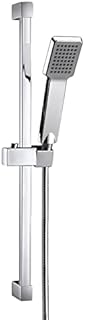 ENKI, ES016, Chrome, Square Shower Riser Rail Kit with Hand Shower Holder with Handset, Hose, Stainless Steel, Modern, Easy to Install, 1-Year Guarantee