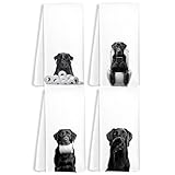 RYVJU Funny Black Labrador Bathroom Hand Towels Set of 4, Trendy Labrador Dog Hand Towels for Bathroom Decor, Black Lab Gifts for Women Decorative Towel for Bath Room Spa Gym, 16x24 Inch