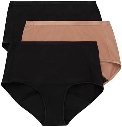 Hanes Women's Comfort, Period. Underwear, Super Leaks Post-partum, Period & Nighttime Protection, Multipack Briefs (pack of 3)