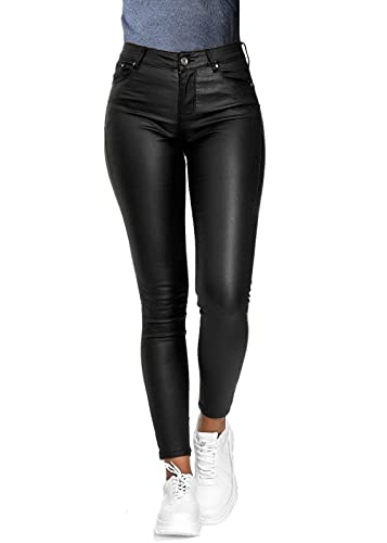 Minetom Damen Lederhose Sexy PU Leder Look Skinny Leggings Hochwertige High...