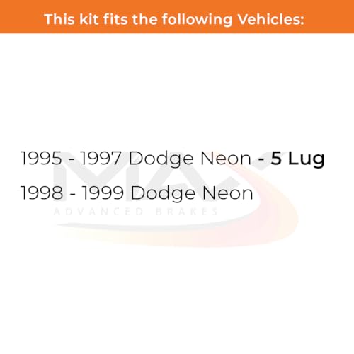 Image of Max Advanced Brakes Front Brake Kit Compatible With 1995 1996 1997 1998 1999 Dodge Neon 5 Lug Replacement Geomet Coated OE Disc Brake Rotors and Ceramic Brake Pads