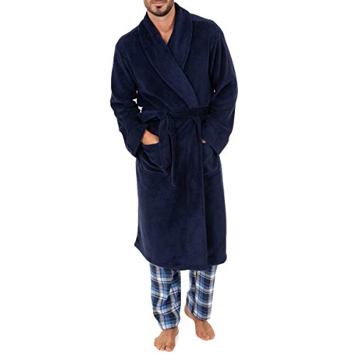 Chaps Men's Comfort Poly Suede Robe, Peacoat, One Size