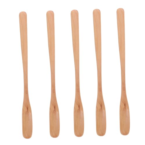 Cabilock 5pcs Wooden Honey Stirrer for Tea Honey Dipping Stick Honey Mixing Spoon for Honey Syrup Jam Molasses