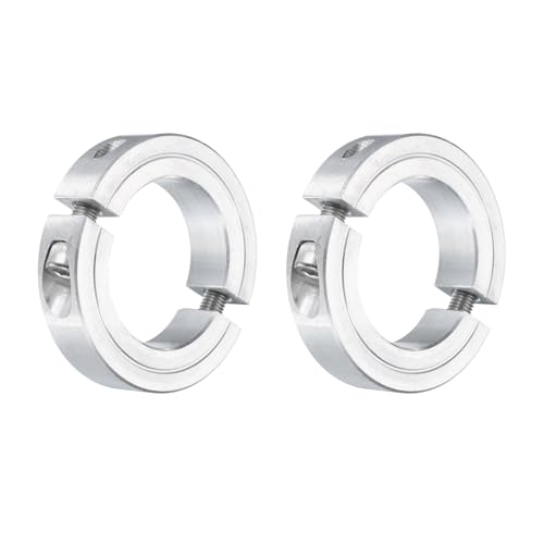 uxcell 2Pcs Double Split Clamp-On Shaft Collar 1-1/2" Bore, Aluminum Alloy