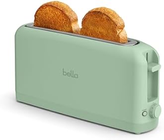 bella 2 Slice Slim Toaster, Fits-anywhere™ Kitchenware, 6 Setting Shade Control with Reheat & Cancel Buttons, Fits Sourdough, 10” Long Slot, Anti Jam & Auto Shutoff, 900 Watt, Seaglass