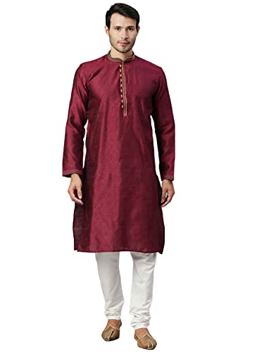 Image of Rajubhai Hargovindas Men's Jacquard Work Kurta Set