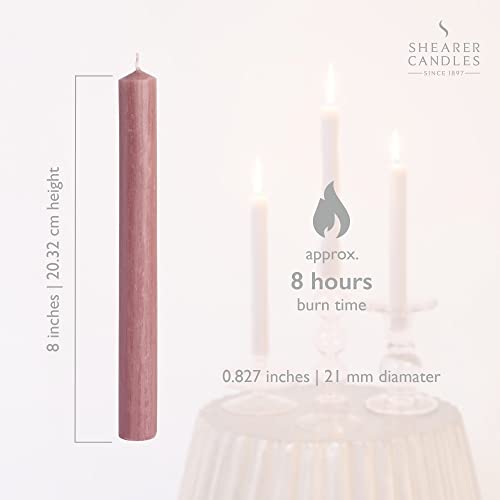 Shearer Candles Dusky Pink - Dinner Candles - 8 inch - Unscented Dinner Candles - 8 Hour Burn Time - 20 Pack (PR8947) - Image 2