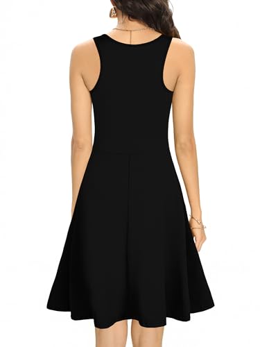 Image of Missufe Women's Sleeveless Racerback Flared Casual Plain Tank Dress