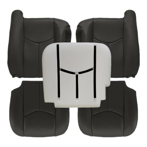 GXARTS Dark Gray Driver & Passenger Side Bottom & Top Lean Back Leather Seat Cover & Driver Foam Cushion #692/69i Fit for Chevy Silverado Avalanche Tahoe Suburban GMC Sierra Yukon XL 2003-2006 by GXARTS - Used condition - US$66.68