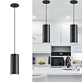 SAMPHON 4" Pendant Lights Kitchen Island, 25W Cylinder Hanging Lights with Dipswitch, Modern Eye Care Led Pendant Lamp fixtures for Bedroom, Living Room, Office (Black, 2 Pcs)