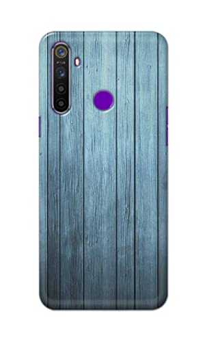 Image of Printed Hard Back Cover Case for Realme 5 | Realme 5s | Realme 5i | Realme Narzo 10 Back Cover (Wooden Blue) -702