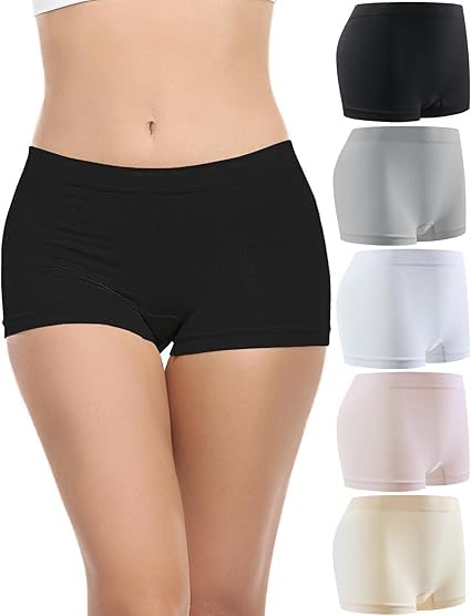 Boy Shorts Underwear for Women, Ladies Nylon Stretch Comfort Flex Fit Seamless Boyshort Panties Boxer Briefs 5 Pack-image-27