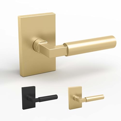 Mega Handles Camden Gold Door Handle, Dummy, Satin Brass, 2 Pack