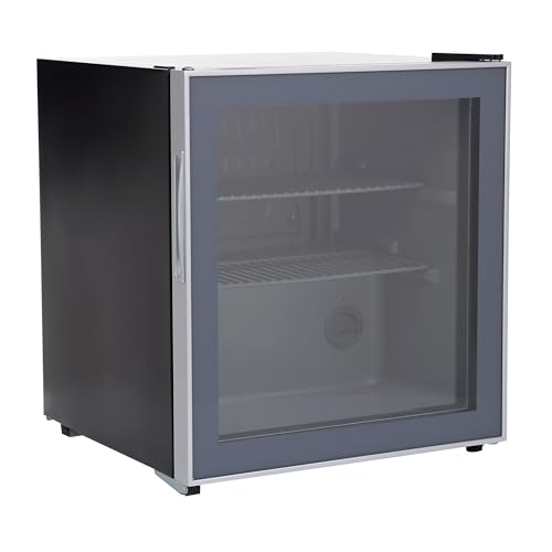 Image of Avanti Beverage Cooler with Glass Door 60 Can Mini Refrigerator for Beer Soda Water 18.25-Inch Wide Freestanding, with Adjustable Temperature Control and Removable Shelves, 1.6-Cu.Ft., Metallic