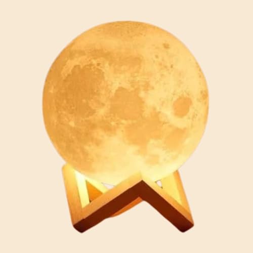 Lumin&aacute;ria Mini Lua Cheia Premium 8 cm LED Decorativo 3D - Decora&ccedil;&atilde;o Realista para Quarto, Sala,...