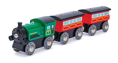 Hape Eisenbahn Personenzug mit Dampflok - Holzeisenbahn Set für Kinder,...