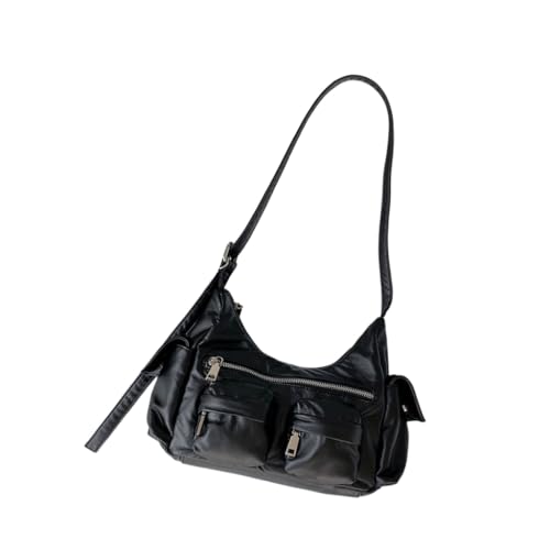 Sac à bandoulière tendance en cuir PU Noir volumineux pour femme