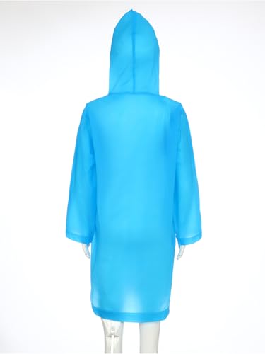 Girls Water Resistant Rain Jacket Coat Long Sleeve Reusable Button Coat with Drawstring Hood Playwear 2-12 Years4