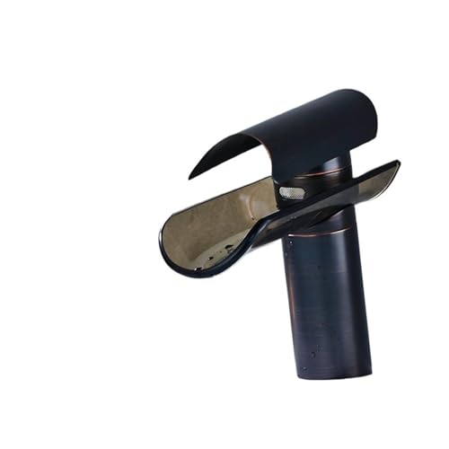 Grifo de cascada ORB de latón negro y vidrio para lavabo sobre encimera elegante
